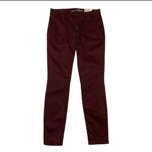 Universal Thread Womens Mid Rise Skinny Ankle Chino Pants Size 0/25 Burgundy NEW
